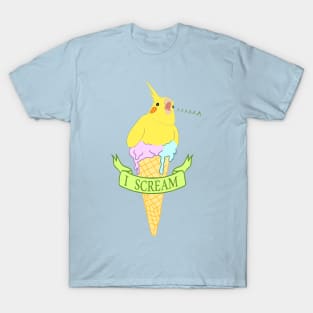 ice cream - I scream - yellow cockatiel T-Shirt